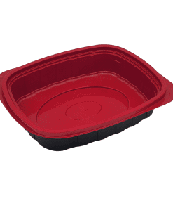 36oz 1 Compartment Black & Red Microwaveable Meal Tray