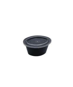 5oz Oval Black Portion Cup & Clear Lid Combi Pack