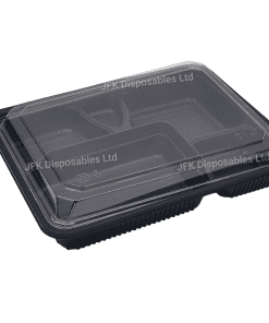 5-Compartment Black Bento Box & Lid