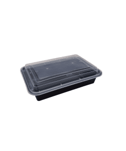 32oz 1 Compartment Black Microwavable Tray & Lid (Onyx Combi Pack)